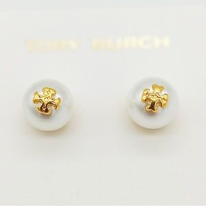 Tory Burch Pearl studs - gold, authentic, brand new
